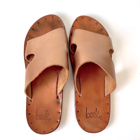 Beek Blackbird Bronze Gold Metallic Leather Slide Sandals Size 5 - Picture 9 of 13